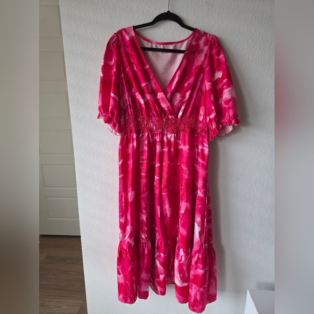SHEIN Curve Plus Vibrant Pink Valentine Maxi Dress - Picture 1 of 11